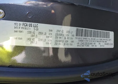 2020 Chrysler Pacifica Touring L Plus z USA, uszkodzony, nr VIN 2C4RC1EG9LR210049